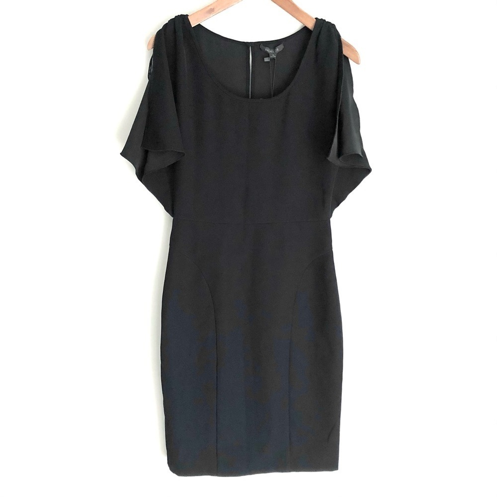 Rachel Zoe Black Dress Midi Flowy Open Sleeves